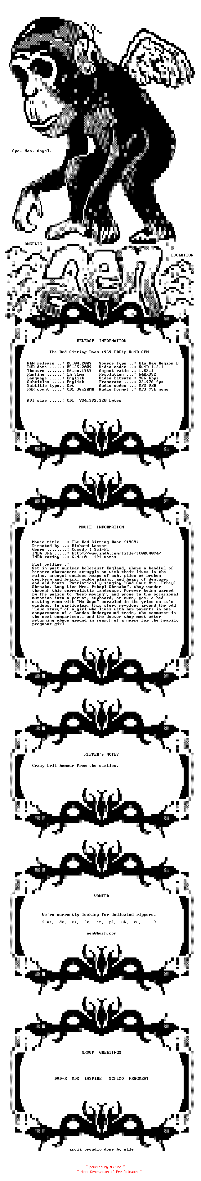 NFO for the release The.Bed.Sitting.Room.1969.BDRip.XviD-AEN by AEN