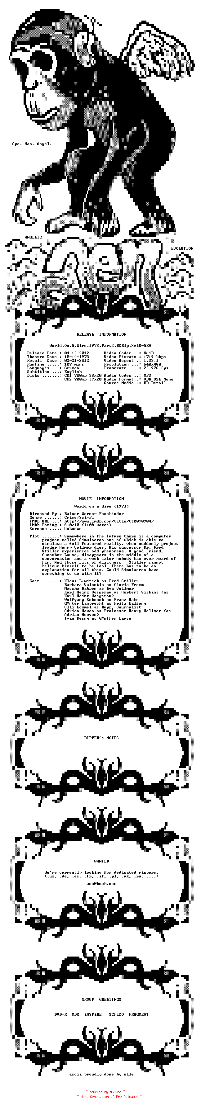 NFO for the release World.On.A.Wire.1973.Part2.BDRip.XviD-AEN by AEN