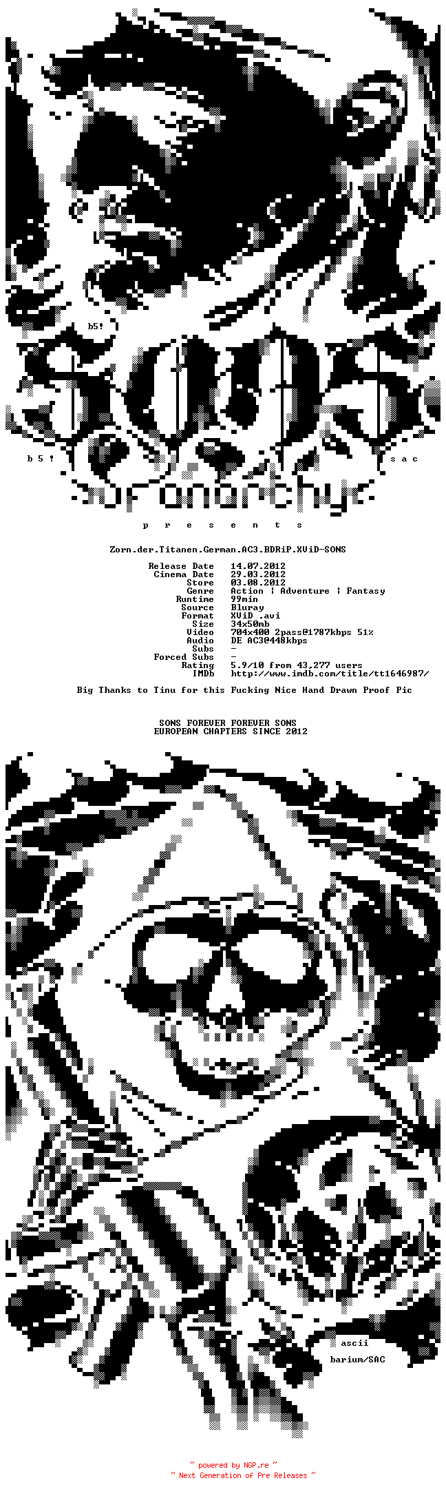 NFO for the release Zorn.der.Titanen.German.AC3.BDRiP.XViD-SONS by SONS