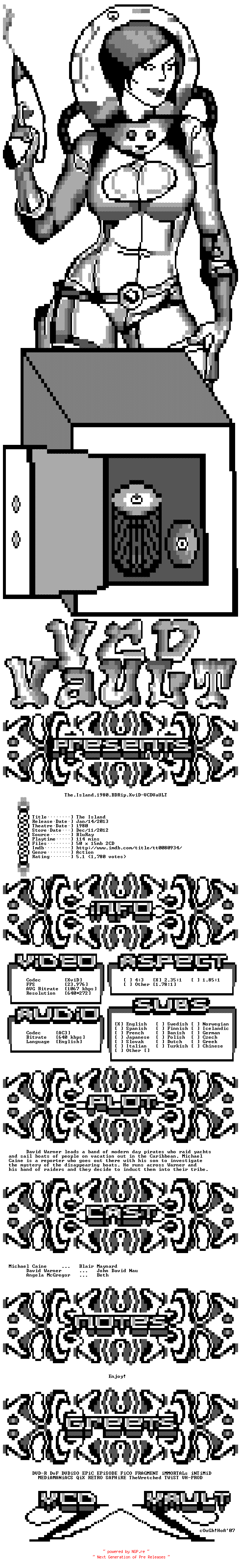 NFO for the release The.Island.1980.BDRip.XviD-VCDVaULT by VCDVaULT