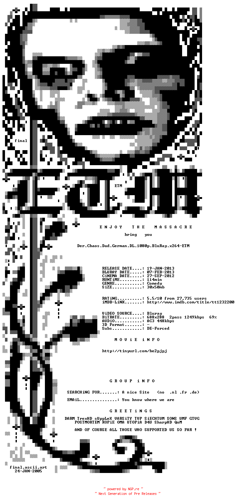 NFO for the release Der.Chaos.Dad.German.AC3.BDRiP.XViD-ETM by ETM