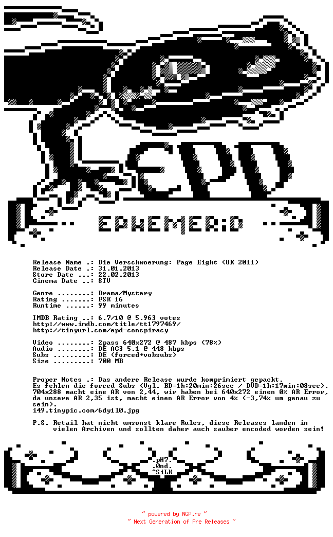 NFO for the release Die.Verschwoerung.Page.Eight.2011.German.AC3.PROPER.BDRip.XviD-EPHEMERiD by EPHEMERiD