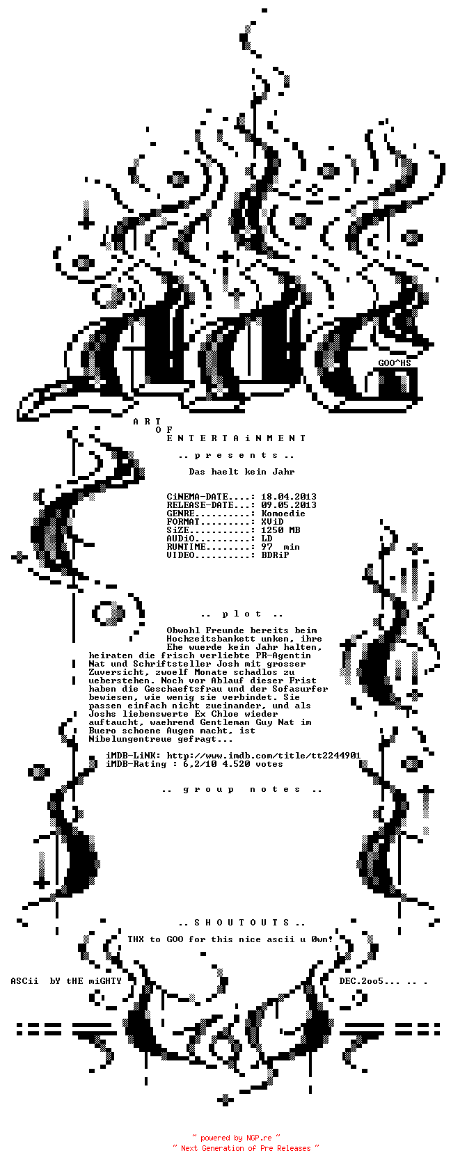 NFO for the release Das.haelt.kein.Jahr.BDRiP.LD.German.XViD-AOE by AOE
