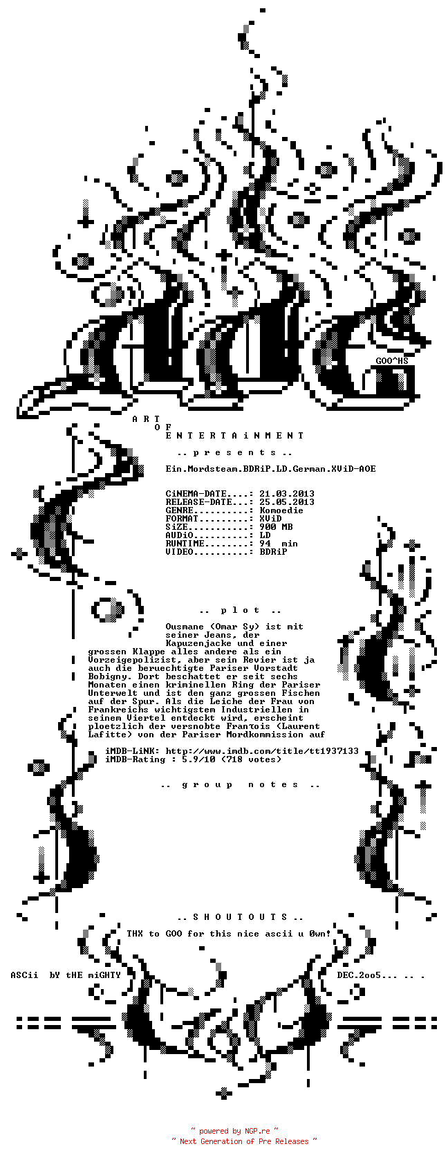 NFO for the release Ein.Mordsteam.BDRiP.LD.German.XViD-AOE by AOE