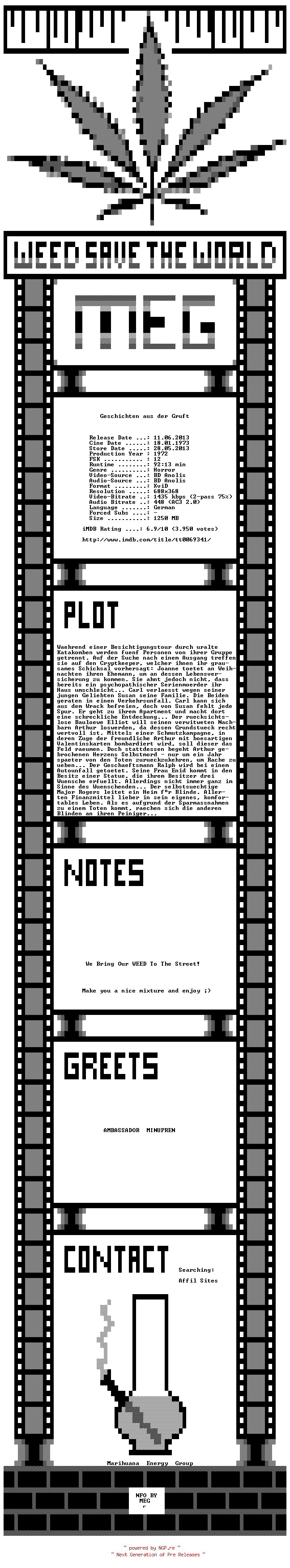 NFO for the release Geschichten.aus.der.Gruft.German.1972.AC3.BDRiP.XviD-MEG by MEG