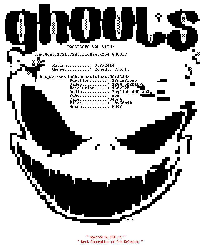 NFO for the release The.Goat.1921.720p.BluRay.x264-GHOULS by GHOULS