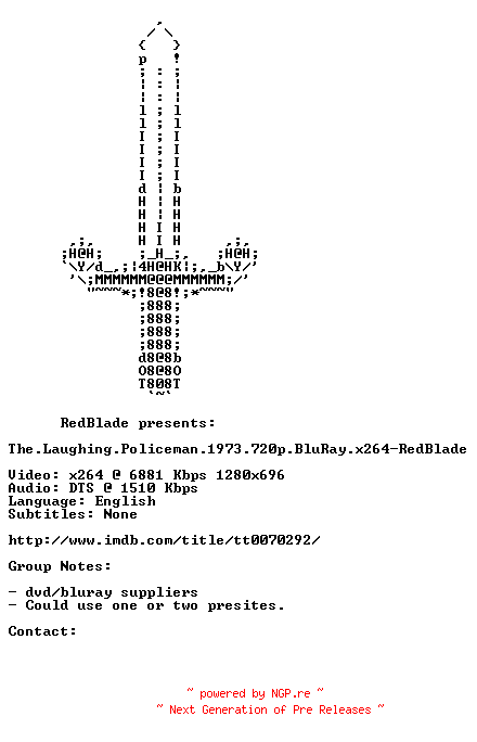 NFO for the release The.Laughing.Policeman.1973.720p.BluRay.x264-RedBlade by RedBlade