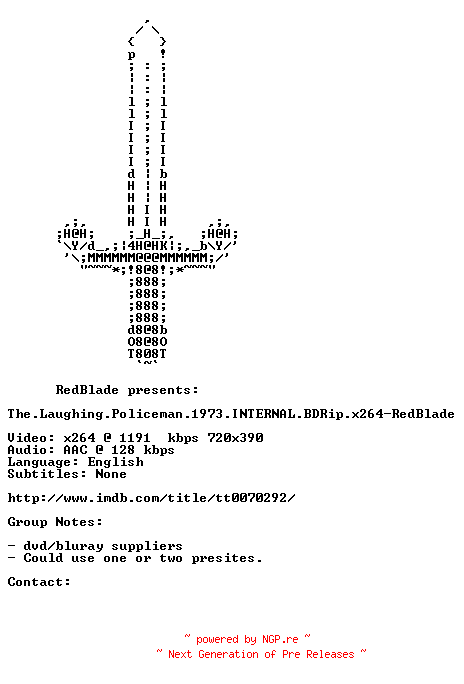 NFO for the release The.Laughing.Policeman.1973.INTERNAL.BDRip.x264-RedBlade by RedBlade
