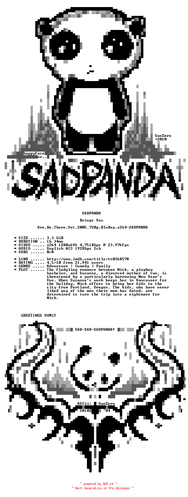 NFO for the release Are.We.There.Yet.2005.720p.BluRay.x264-SADPANDA by SADPANDA