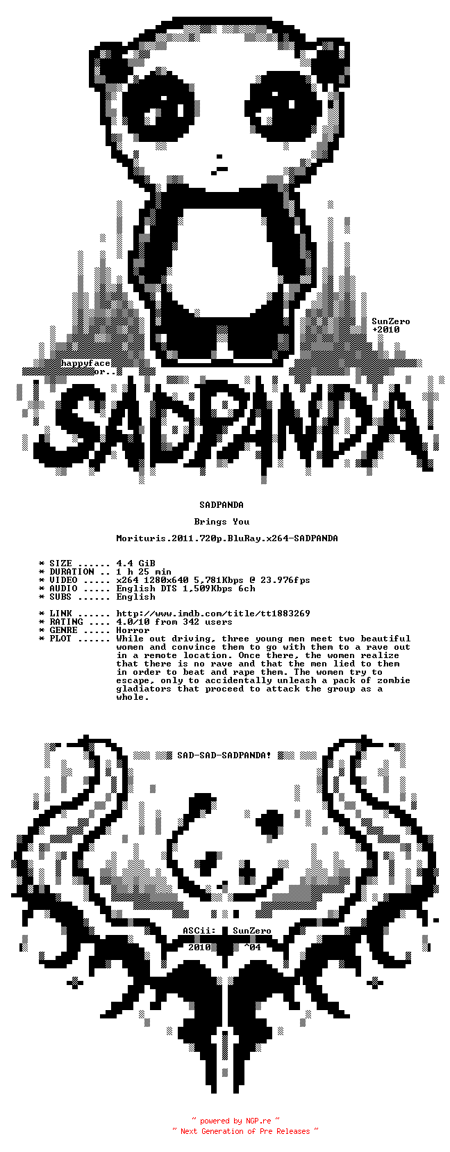 NFO for the release Morituris.2011.720p.BluRay.x264-SADPANDA by SADPANDA