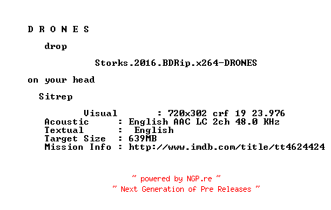 NFO for the release Storks.2016.BDRip.x264-DRONES by DRONES
