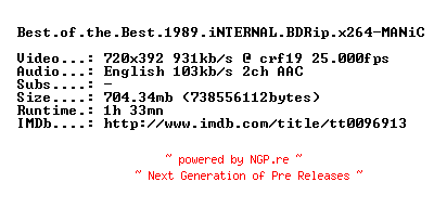 NFO for the release Best.of.the.Best.1989.iNTERNAL.BDRip.x264-MANiC by MANiC