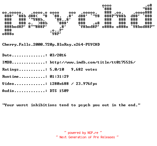 NFO for the release Cherry.Falls.2000.720p.BluRay.x264-PSYCHD by PSYCHD