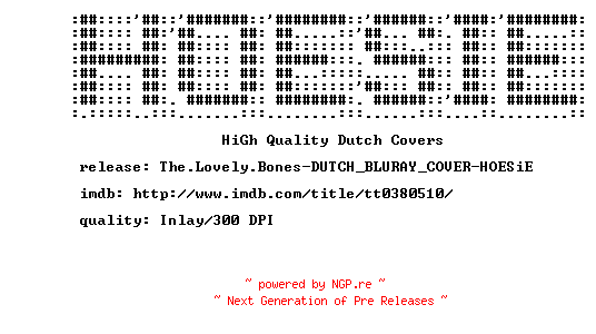 NFO for the release The.Lovely.Bones-DUTCH_BLURAY_COVER-HOESiE by HOESiE