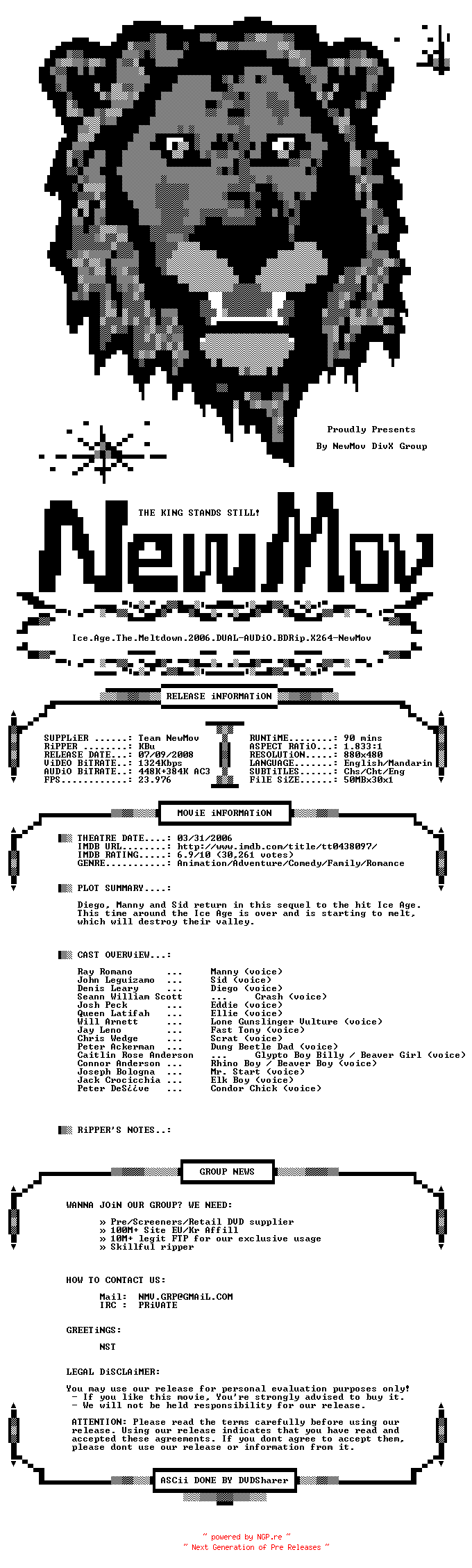 NFO for the release Ice.Age.The.Meltdown.2006.DUAL-AUDiO.BDRip.X264-NewMov by NewMov