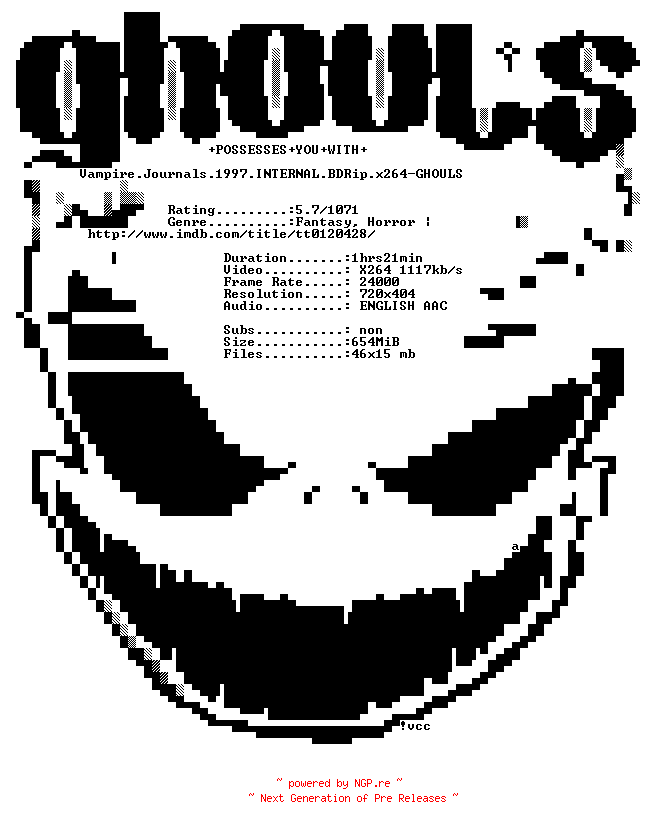NFO for the release Vampire.Journals.1997.INTERNAL.BDRip.x264-GHOULS by GHOULS