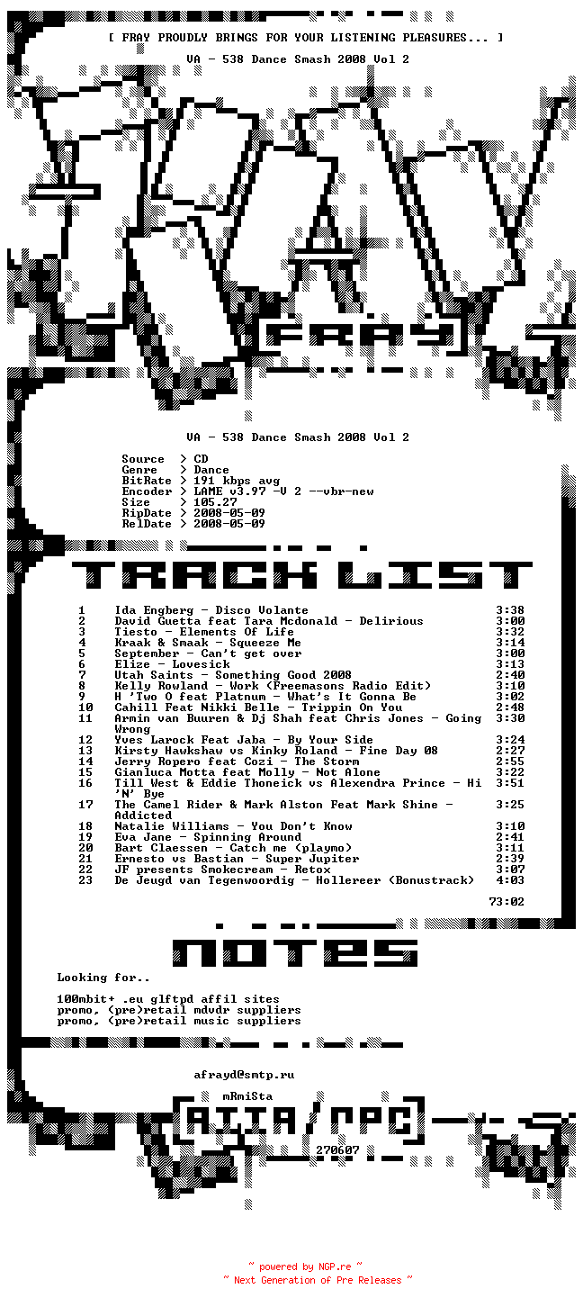 NFO for the release VA-538_Dance_Smash_2008_Vol_2-2008-FRAY by FRAY