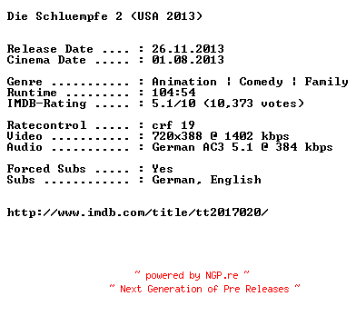 NFO for the release Die.Schluempfe.2.German.BDRiP.x264-EXQUiSiTE by EXQUiSiTE