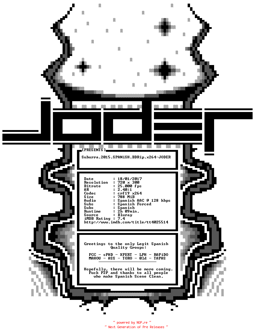 NFO for the release Suburra.2015.SPANiSH.BDRip.x264-JODER by JODER