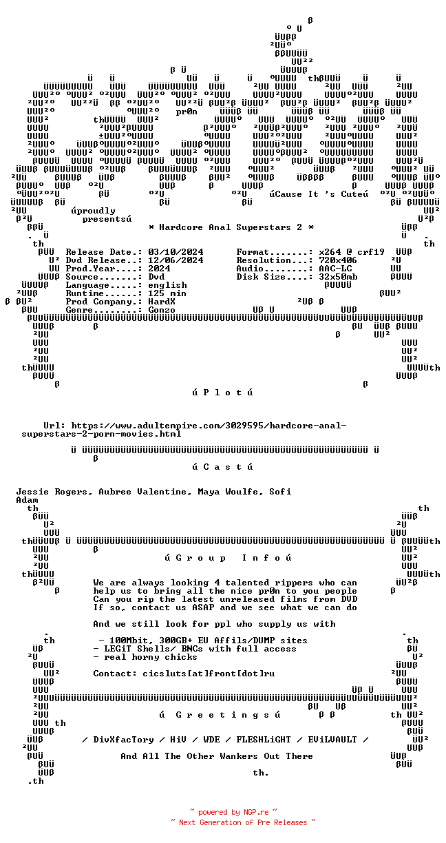 NFO for the release Hardcore.Anal.Superstars.2.XXX.DVDRip.x264-CiCXXX by CiCXXX