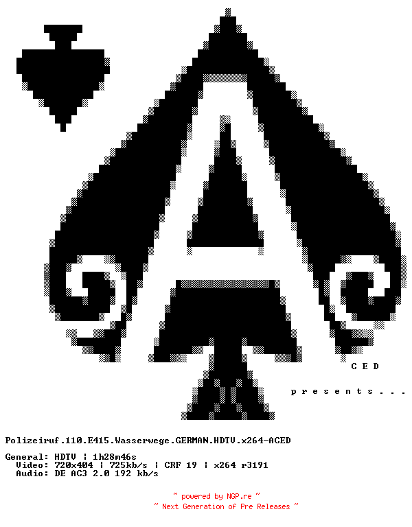 NFO for the release Polizeiruf.110.E415.Wasserwege.GERMAN.HDTV.x264-ACED by ACED