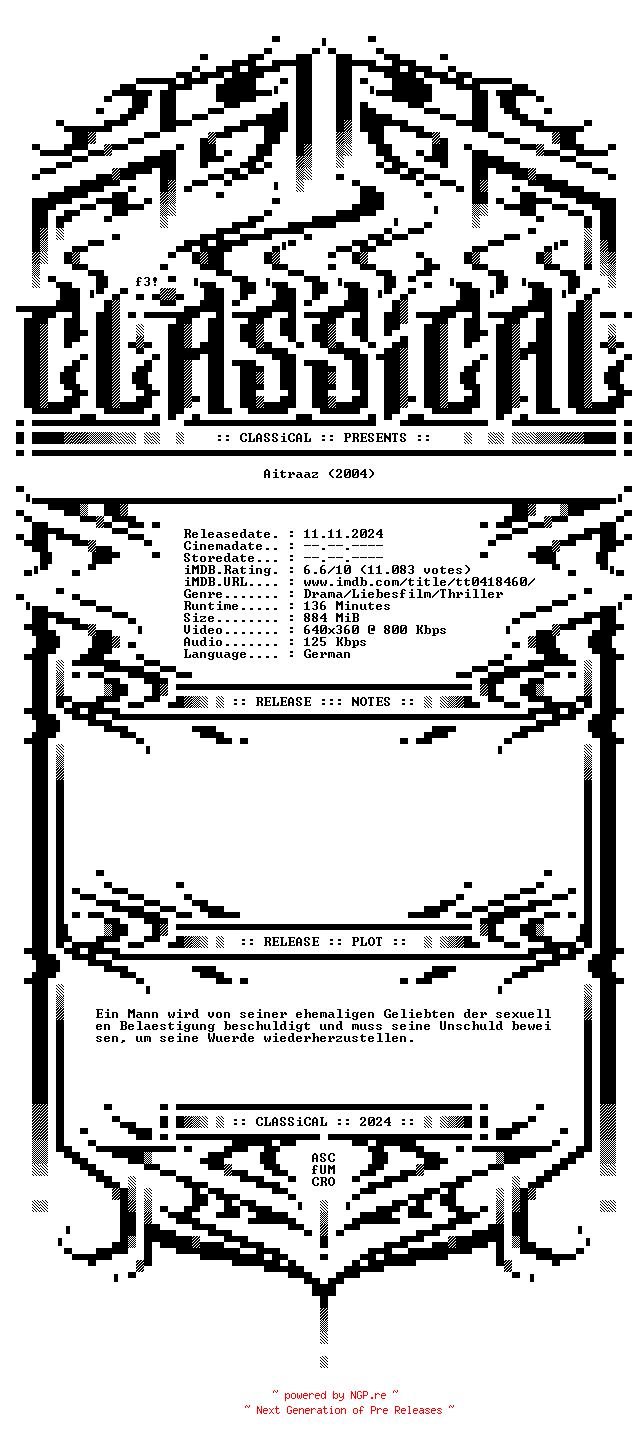 NFO for the release Eine.verhaengnisvolle.Begegnung.2004.German.WEB.x264-CLASSiCAL by CLASSiCAL