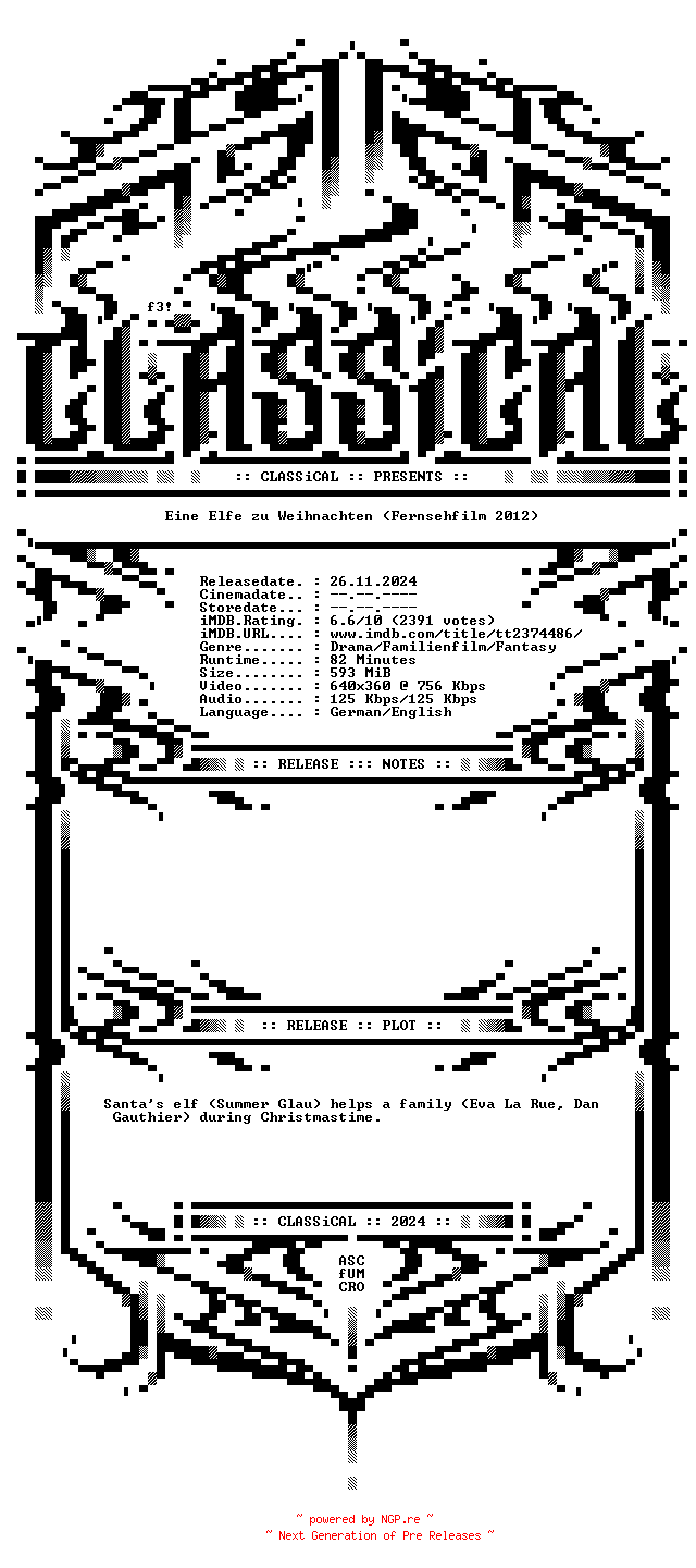 NFO for the release Eine.Elfe.zu.Weihnachten.2012.German.WEB.x264-CLASSiCAL by CLASSiCAL