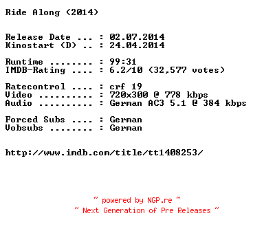 NFO for the release Ride.Along.German.BDRiP.x264-EXQUiSiTE by EXQUiSiTE
