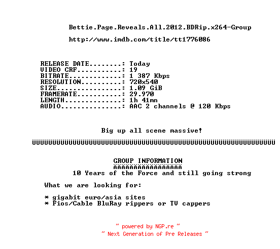 NFO for the release Bettie.Page.Reveals.All.2012.BDRip.x264-intothevoid by intothevoid