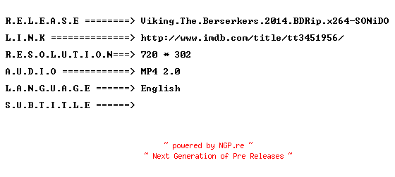 NFO for the release Viking.The.Berserkers.2014.BDRip.x264-SONiDO by SONiDO
