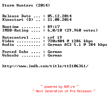 NFO for the release Storm.Hunters.German.BDRiP.x264-EXQUiSiTE by EXQUiSiTE
