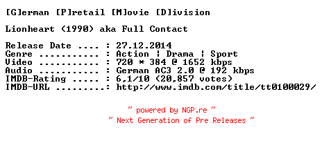 NFO for the release Leon.1990.German.AC3D.BDRip.x264-GPMD by GPMD