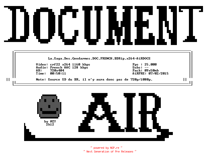NFO for the release La.Saga.Des.Gendarmes.DOC.FRENCH.BDRip.x264-AiRDOCS by AiRDOCS