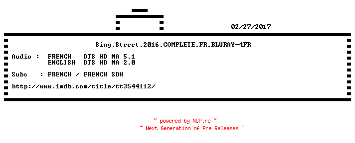 NFO for the release Sing.Street.2016.COMPLETE.FR.BLURAY-4FR by 4FR