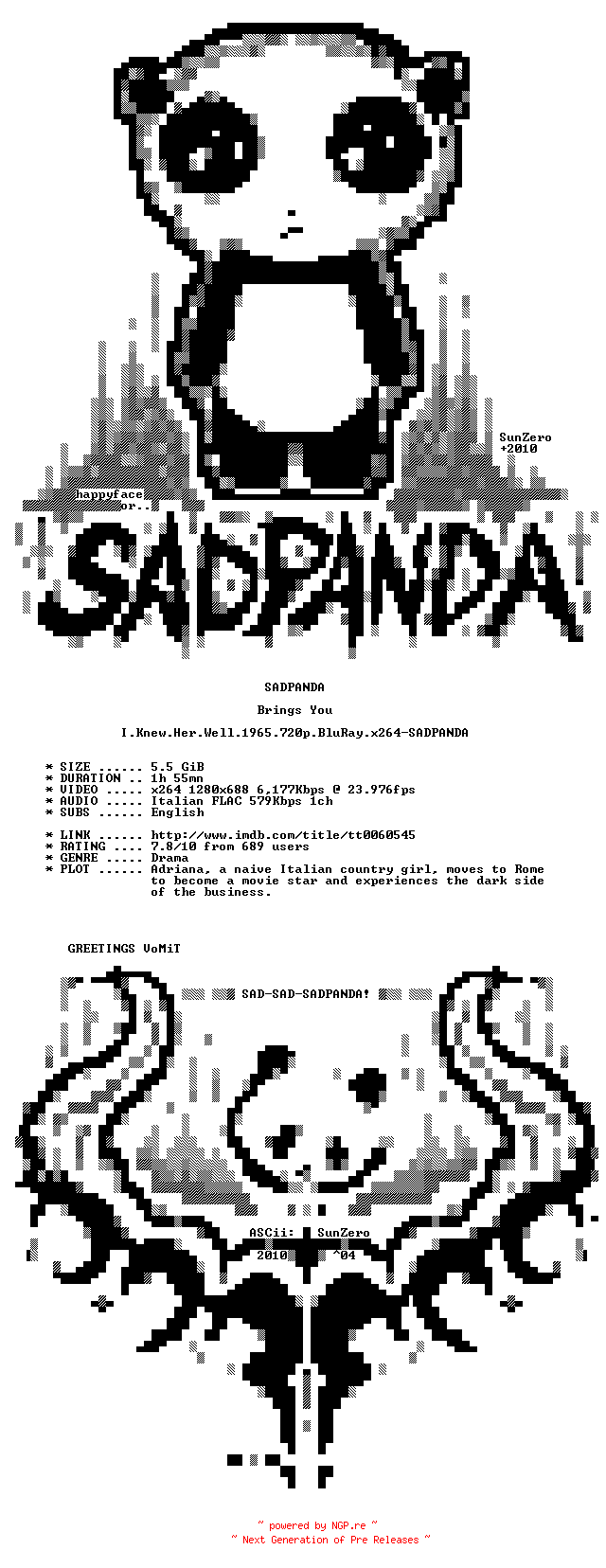 NFO for the release I.Knew.Her.Well.1965.720p.BluRay.x264-SADPANDA by SADPANDA