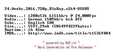 NFO for the release 24.Weeks.2016.720p.BluRay.x264-USURY by USURY