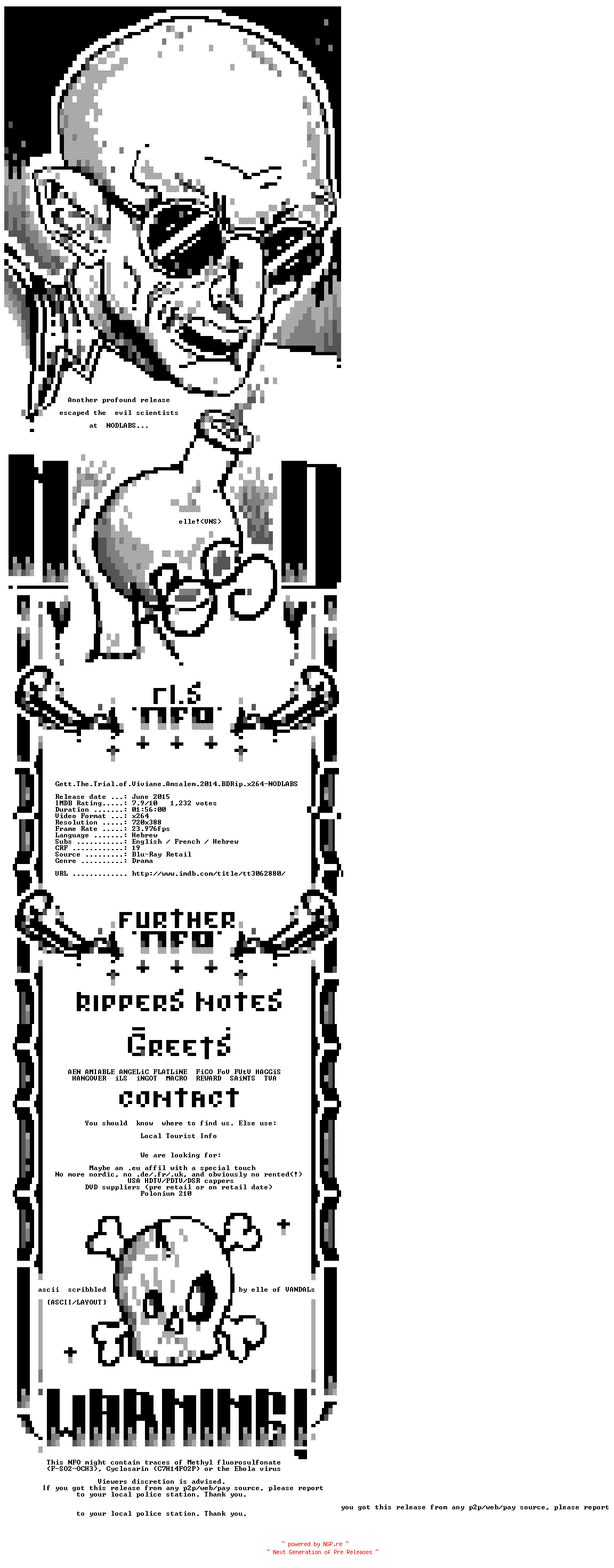 NFO for the release Gett.The.Trial.of.Viviane.Amsalem.2014.BDRip.x264-NODLABS by NODLABS