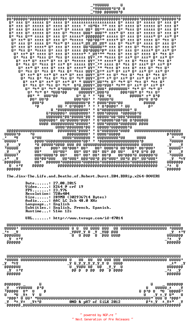NFO for the release The.Jinx-The.Life.and.Deaths.of.Robert.Durst.E04.BDRip.x264-ROVERS by ROVERS