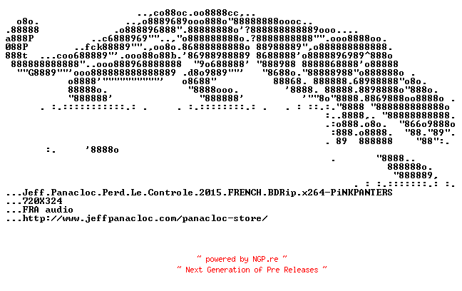 NFO for the release Jeff.Panacloc.Perd.Le.Controle.2015.FRENCH.BDRip.x264-PiNKPANTERS by PiNKPANTERS
