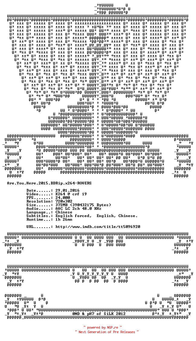 NFO for the release Are.You.Here.2015.BDRip.x264-ROVERS by ROVERS