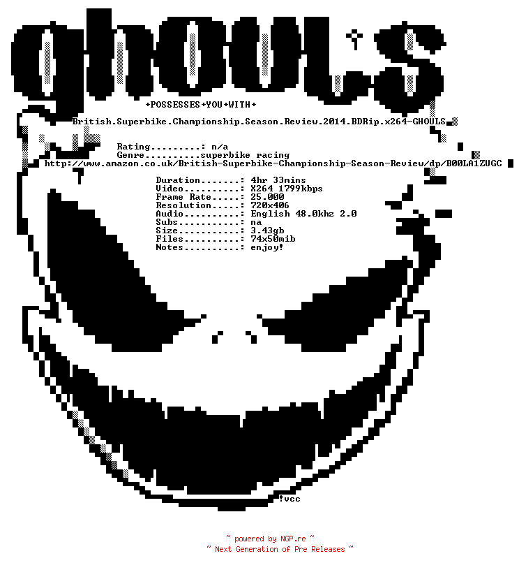 NFO for the release British.Superbike.Championship.Season.Review.2014.BDRip.x264-GHOULS by GHOULS