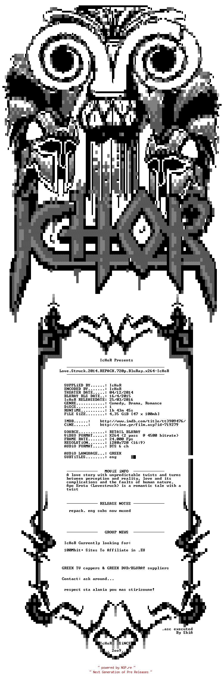 NFO for the release Love.Struck.2014.REPACK.720p.BluRay.x264-IcHoR by IcHoR