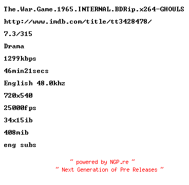 NFO for the release The.War.Game.1965.INTERNAL.BDRip.x264-GHOULS by GHOULS