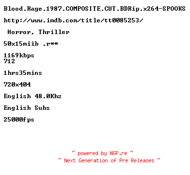 NFO for the release Blood.Rage.1987.COMPOSITE.CUT.BDRip.x264-SPOOKS by SPOOKS