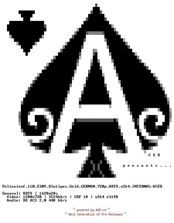 NFO for the release Polizeiruf.110.E309.Blutiges.Geld.GERMAN.720p.HDTV.x264.INTERNAL-ACED by ACED