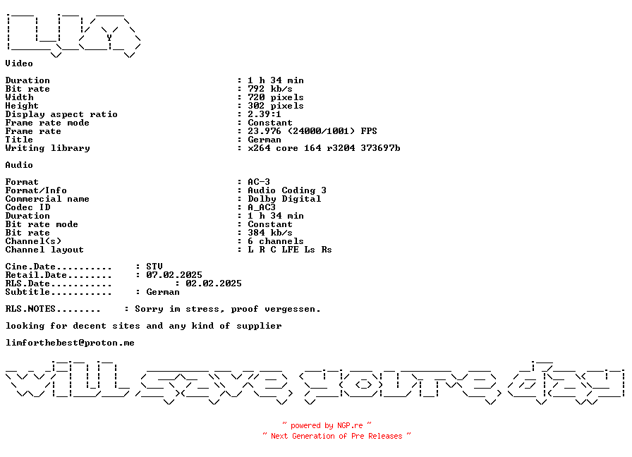 NFO for the release Armor.German.2024.AC3.BDRip.x264.PROOFFIX-LIM by LIM