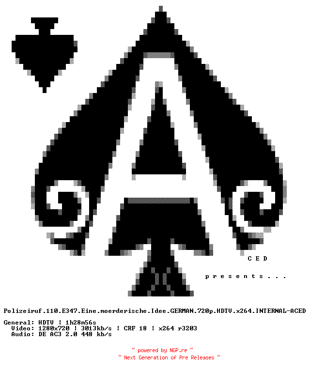 NFO for the release Polizeiruf.110.E347.Eine.moerderische.Idee.GERMAN.720p.HDTV.x264.INTERNAL-ACED by ACED