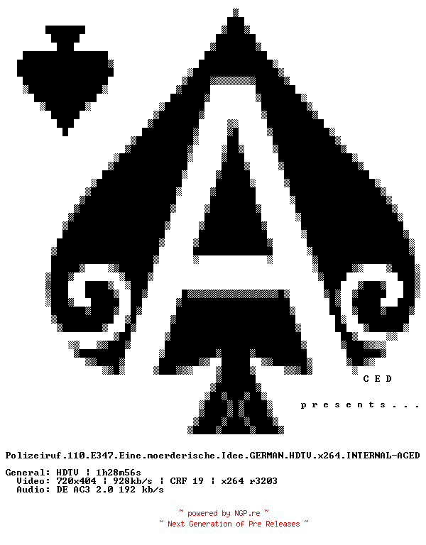 NFO for the release Polizeiruf.110.E347.Eine.moerderische.Idee.GERMAN.HDTV.x264.INTERNAL-ACED by ACED