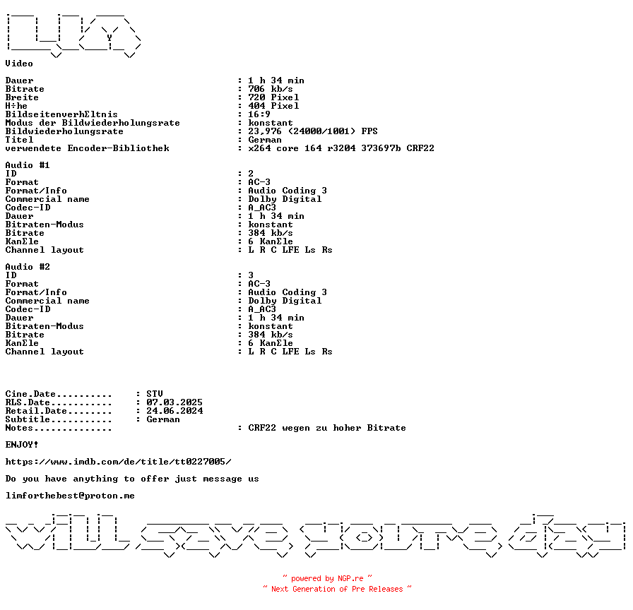 NFO for the release Made.German.2001.DL.AC3.BDRiP.x264-LIM by LIM