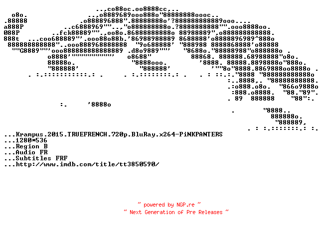NFO for the release Krampus.2015.TRUEFRENCH.720p.BluRay.x264-PiNKPANTERS by PiNKPANTERS